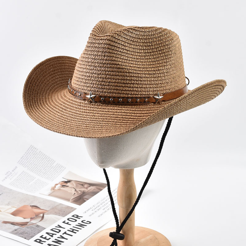 Cowboy Hat Straw - レディース麦わらウエスタンカウボーイハット折りたたみ式ワイドブリムサマーサンハットアウトドアバケーションビーチカウガールハット