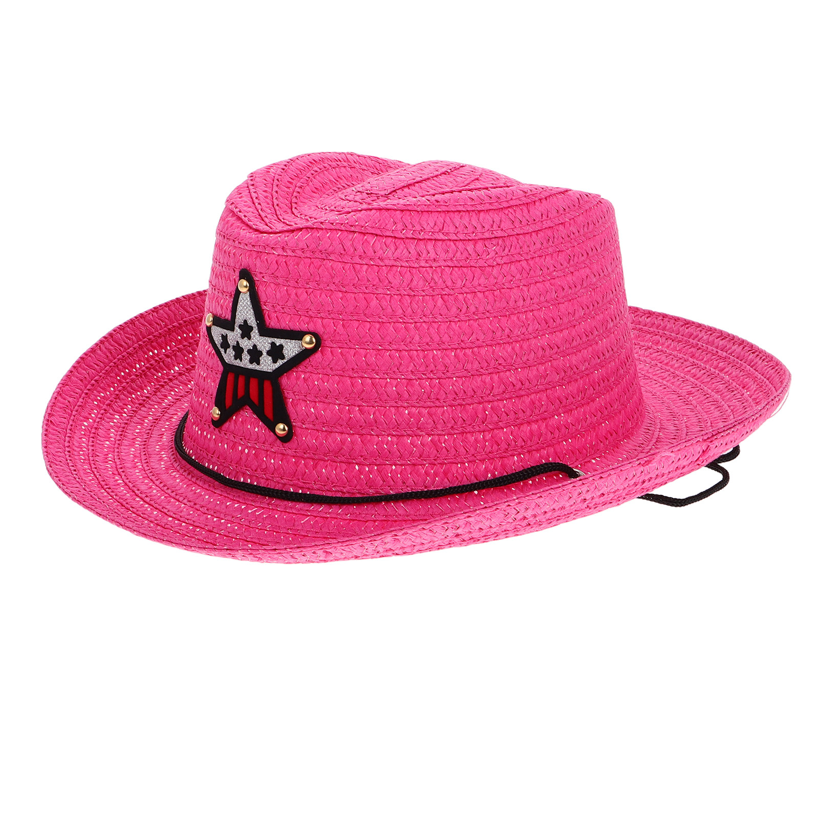 Cowboy Hat Straw - 子供用カウボーイハット、麦わら帽子、西部風の五芒星がデザインされた日よけ帽子。屋外パーティーの衣装や、幼児向けのアクセサリーに最適。