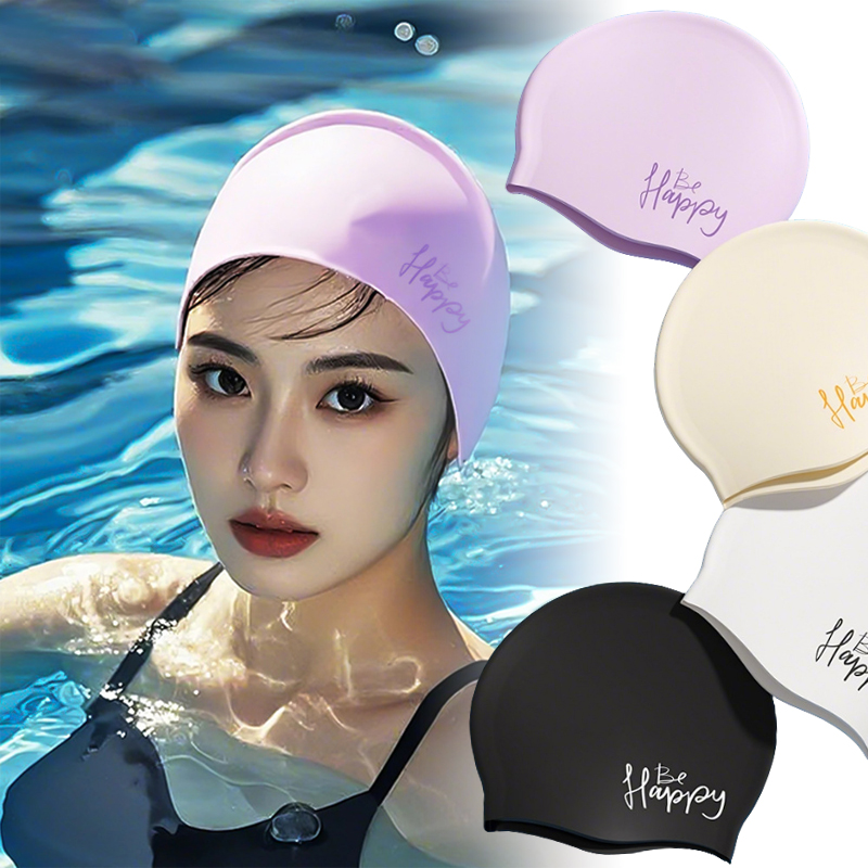 Swim Hat Silicone - 女性用シリコン水泳キャップ特大ロングヘア防水耳保護水泳帽子プロのプールトレーニング着用用