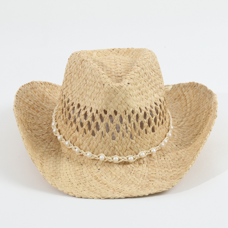 Cowboy Hat Straw - ユニセックス新しいカウボーイ麦わら帽子中空デザイン通気性サンキャップアウトドア旅行