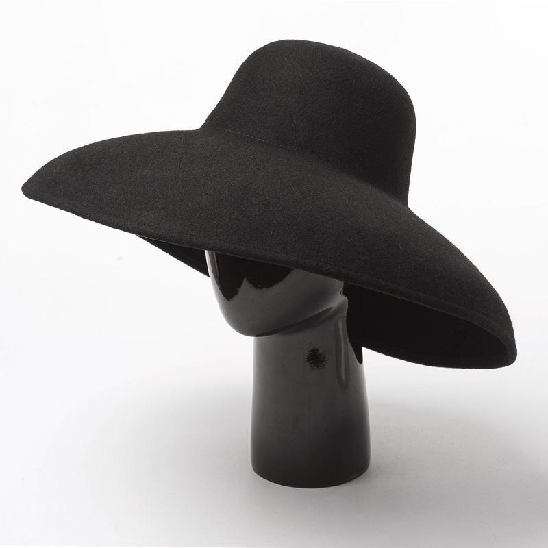 クラシックなウールのフェルトハット,広いつば,女性用,柔軟な - Fedora Hat Wool のレビューと価格