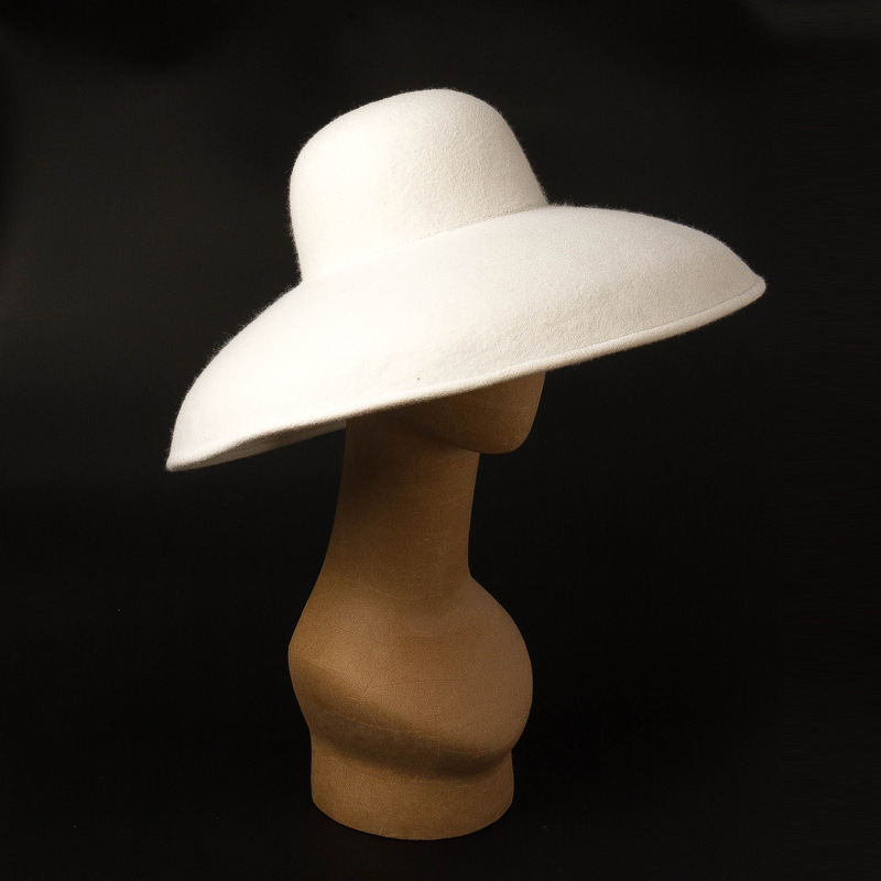 クラシックなウールのフェルトハット,広いつば,女性用,柔軟な - Fedora Hat Wool のレビューと価格