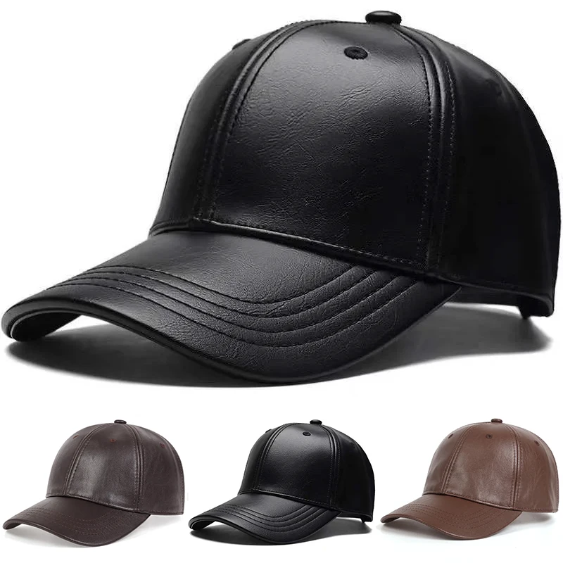 ユニセックス無地メンズレディース野球帽PUレザーヒップホップ - Baseball Cap Structured のレビューと価格