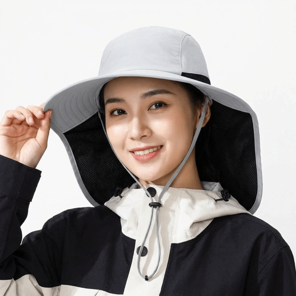 シンプルなつば広アウトドアサンハット UVカット ネックフラ - Bucket Hat Cotton のレビューと価格