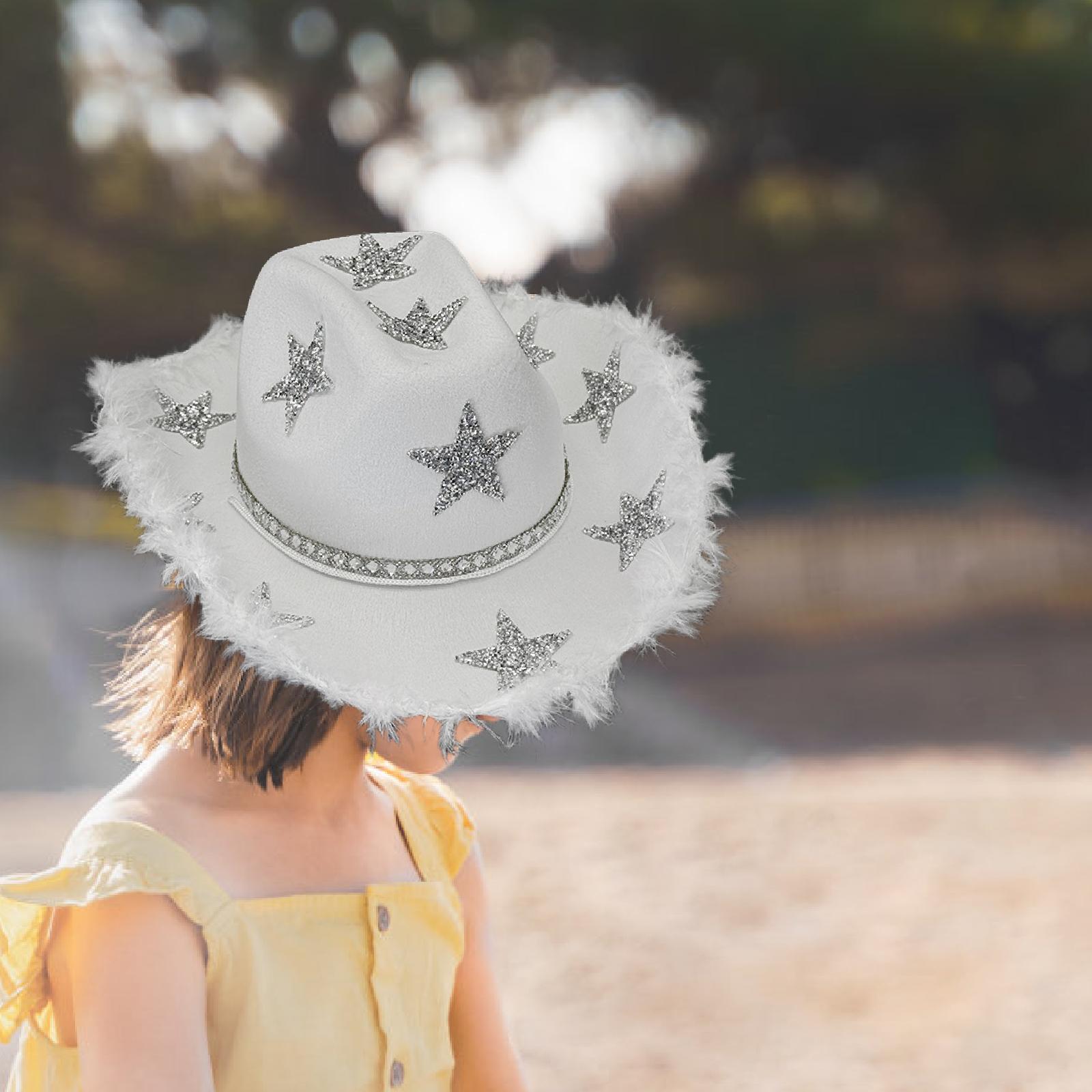 ラインストーンのフリンジが付いた女性用ワイドつばカウボーイハ - Cowboy Hat Straw のレビューと価格