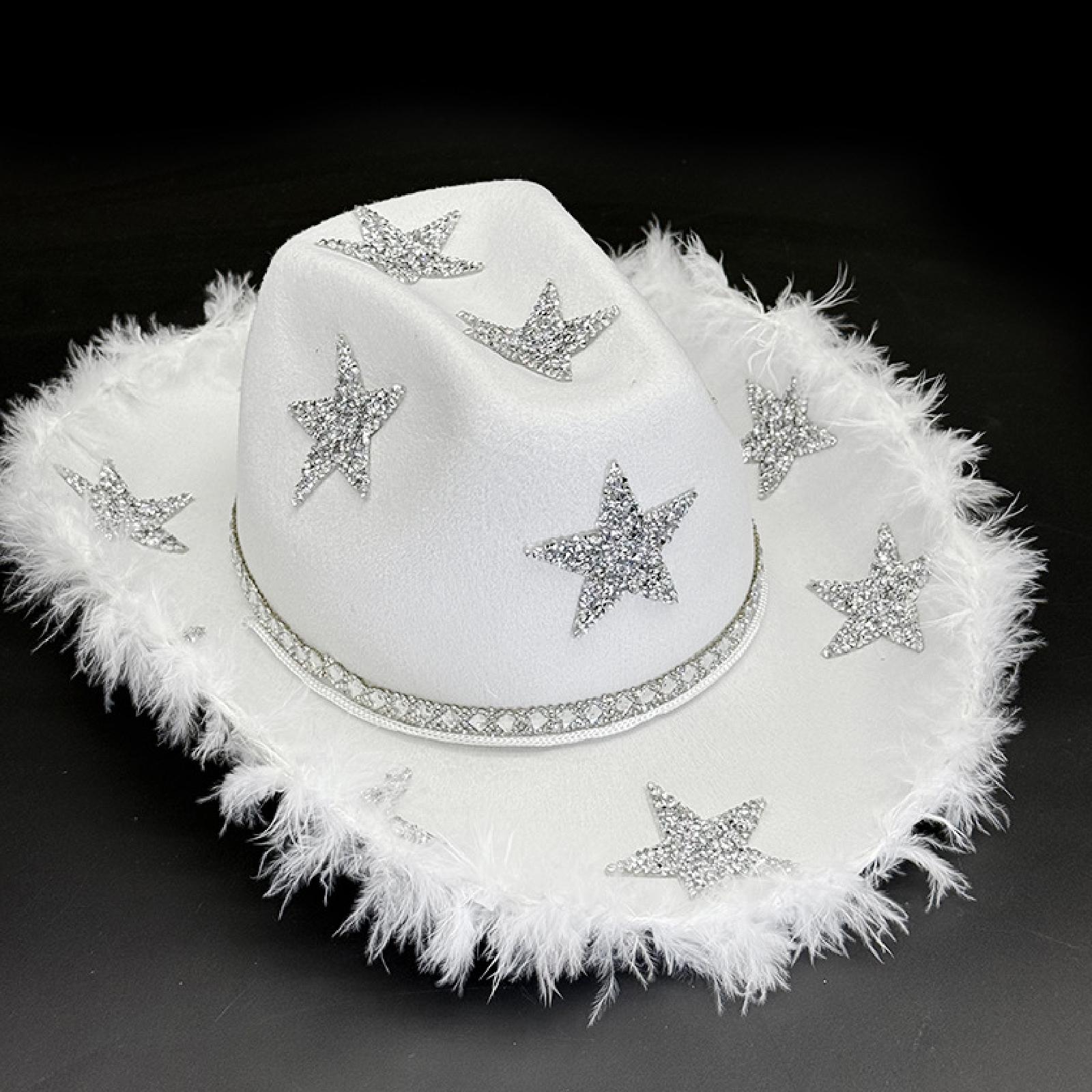 ラインストーンのフリンジが付いた女性用ワイドつばカウボーイハ - Cowboy Hat Straw のレビューと価格