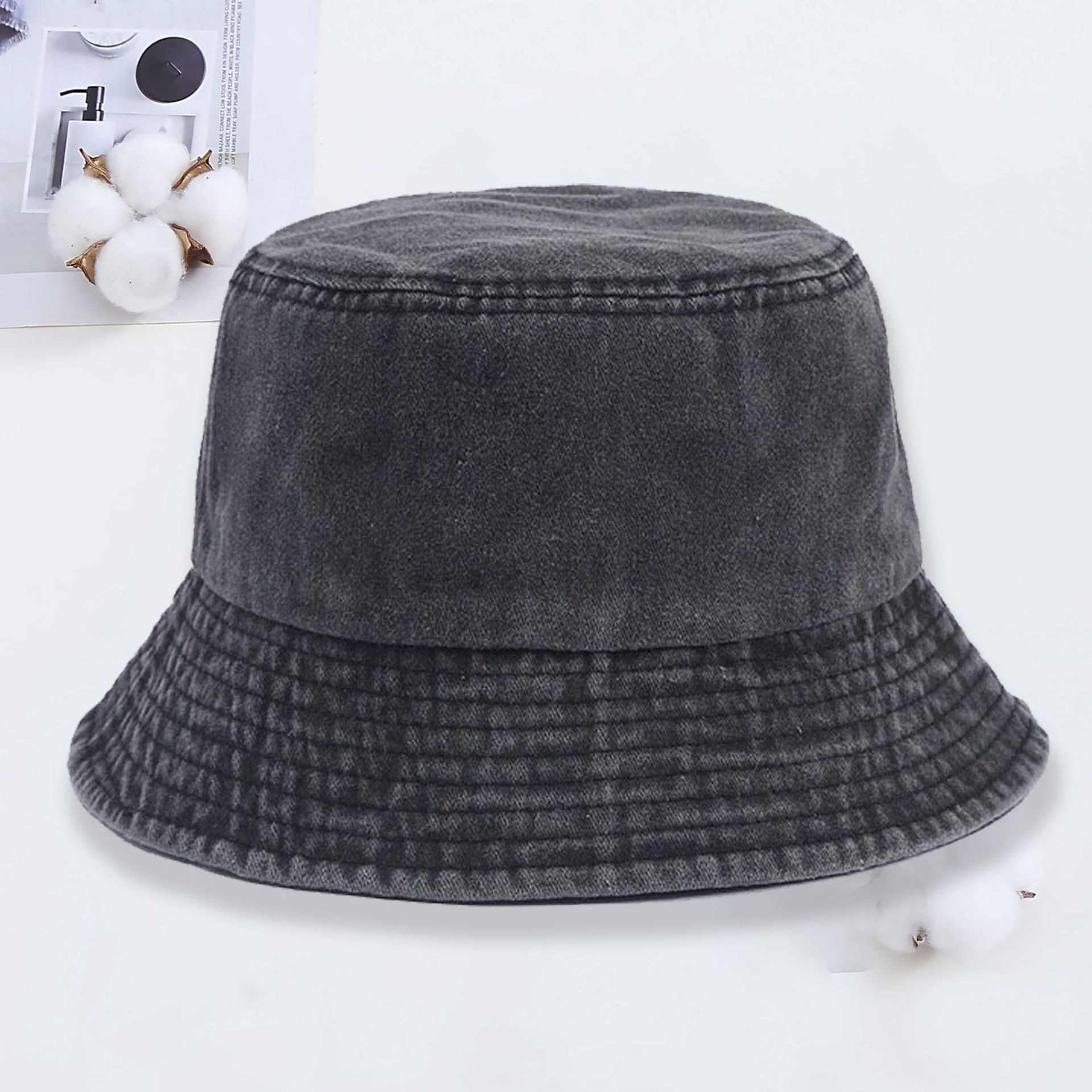 カスタムロゴ入りデニムバケットハット、洗い加工デニムキャップ - Bucket Hat Cotton のレビューと価格