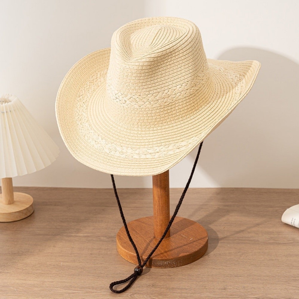 エスニックスタイルの麦わらカウボーイハット、風よけストラップ - Cowboy Hat Straw のレビューと価格