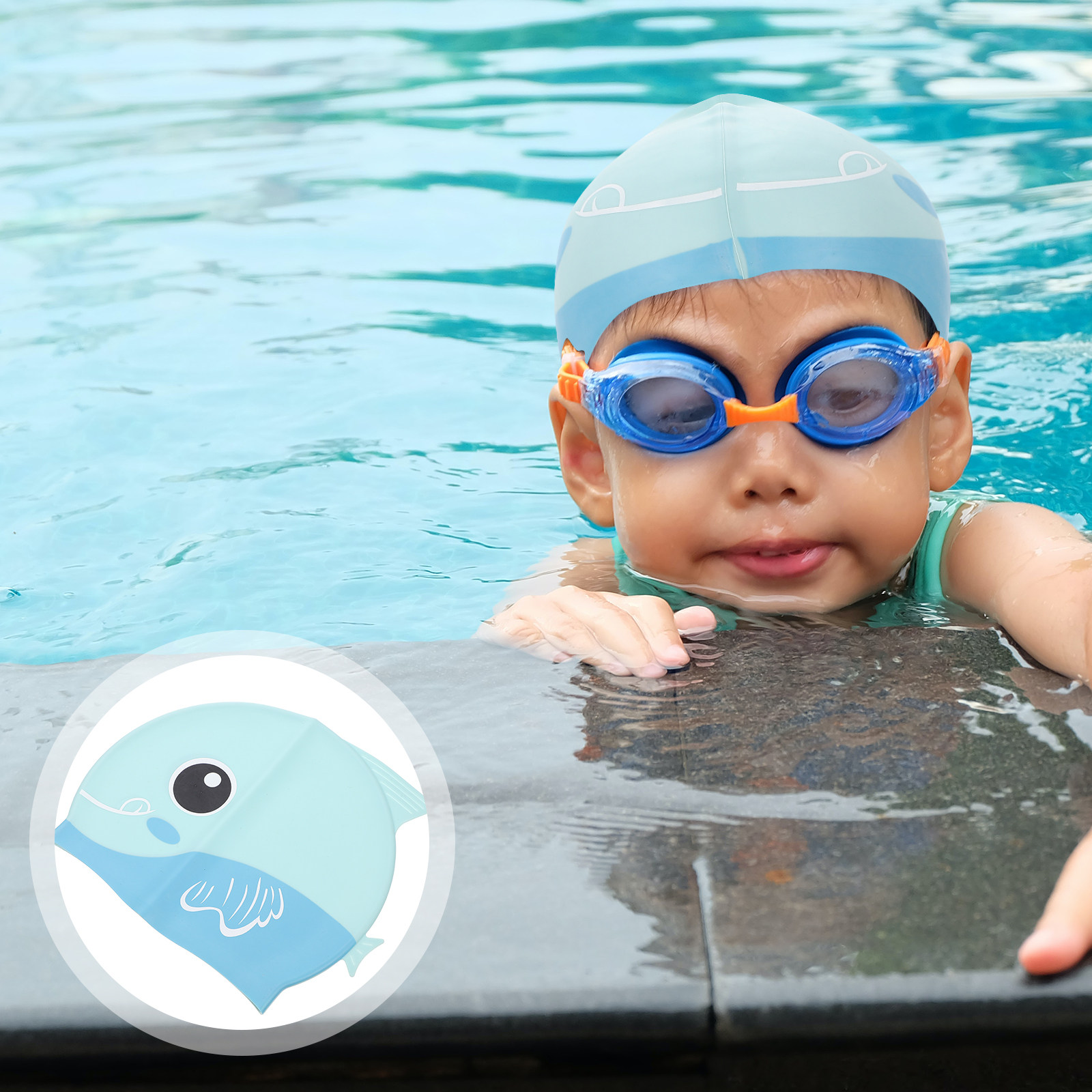 子供用シリコン製スイムキャップ。つばが長く、防水性があり、軽 - Swim Hat Silicone のレビューと価格