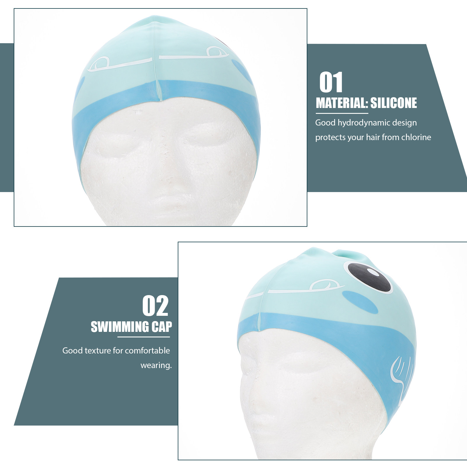 子供用シリコン製スイムキャップ。つばが長く、防水性があり、軽 - Swim Hat Silicone のレビューと価格