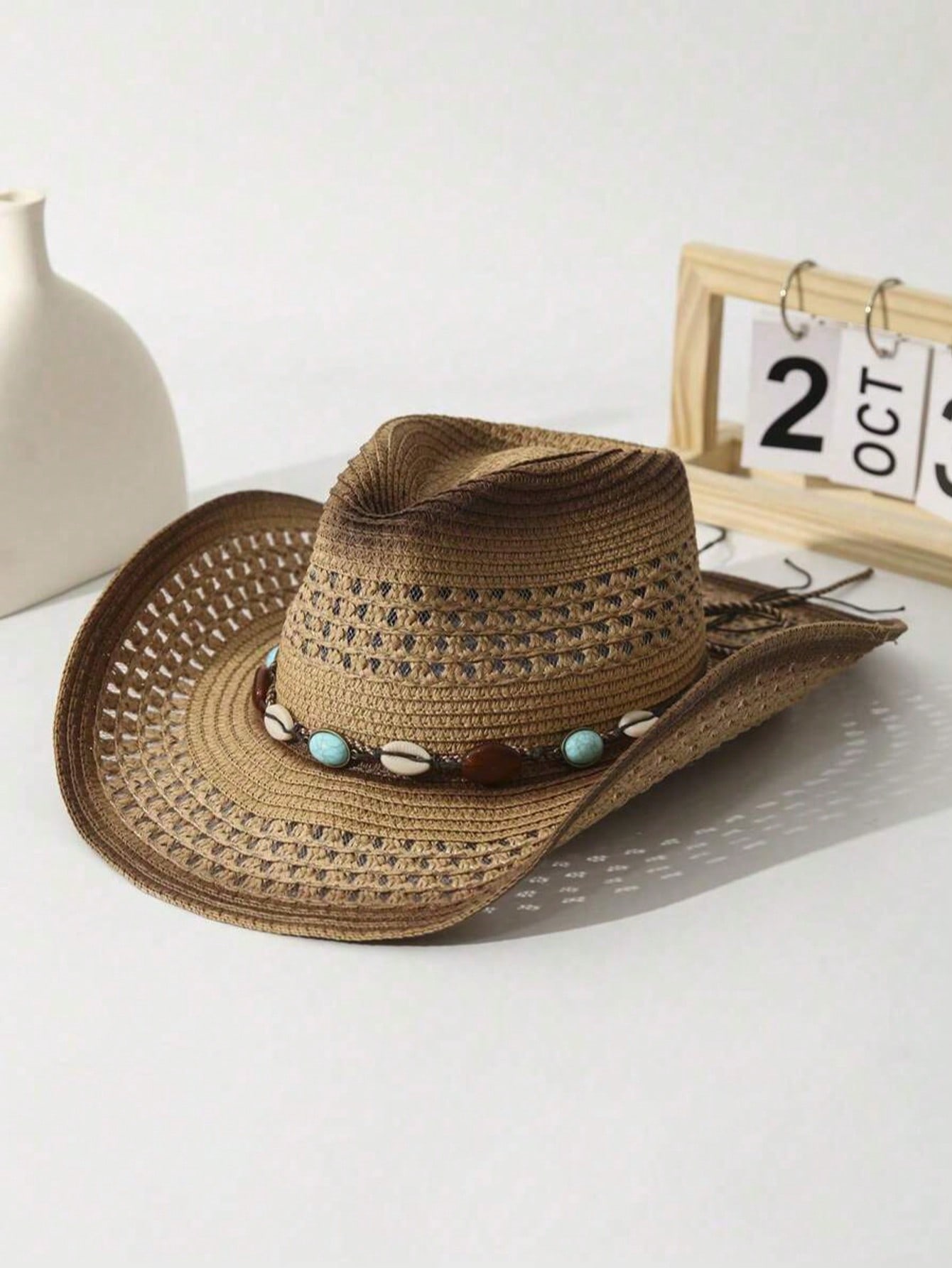 ユニセックスブラウン中空ストローカウボーイハット、アウトドア - Cowboy Hat Straw のレビューと価格